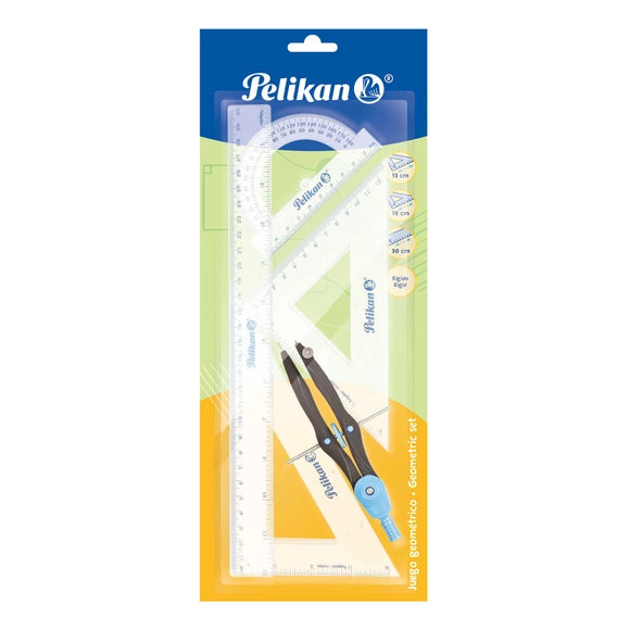 Juego De Geometría Pelikan Con Compás De Precisión