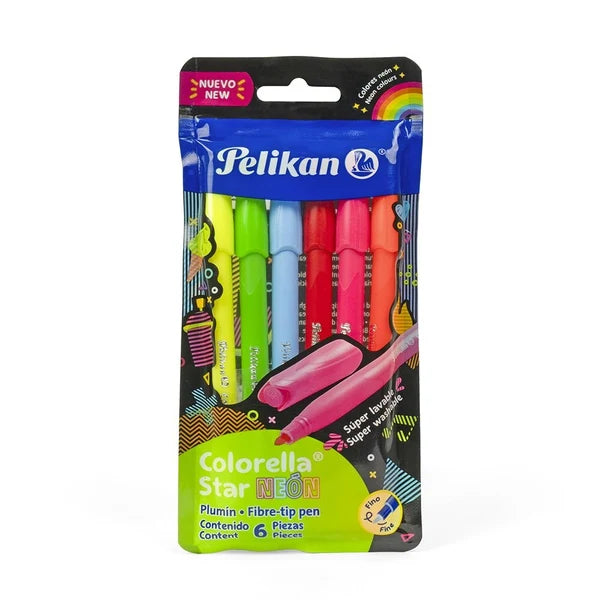 Plumines Colorella Star Pelikan Colores Neon P/6 Pz