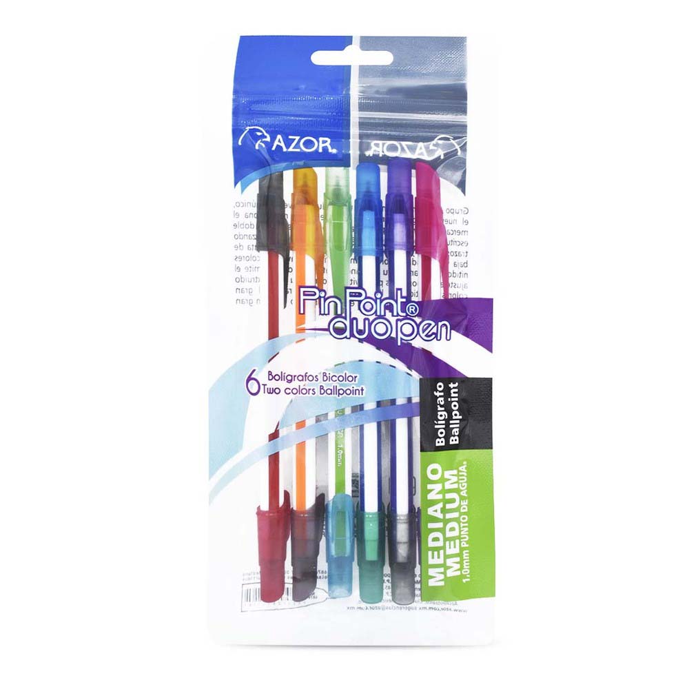Bolígrafo Duo Punto Medio 1.0 mm Bolsa Con 6 Piezas