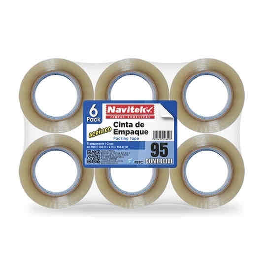 Cinta De Empaque Navitek ''95'' 48mm X 50m Trasparente P/6 Pz