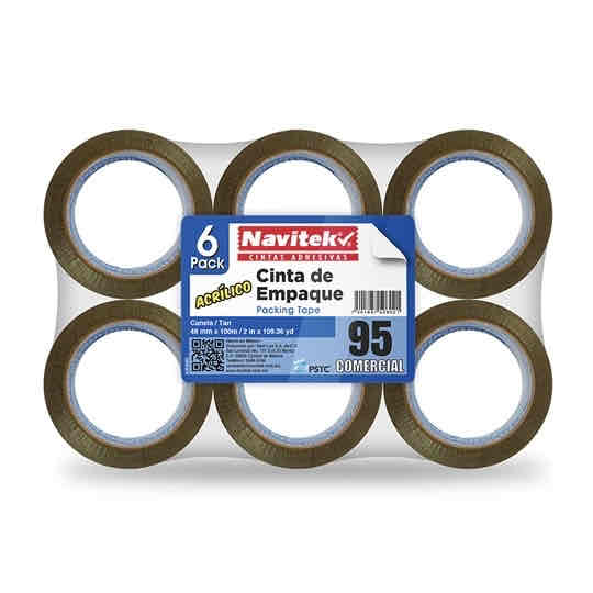 Cinta De Empaque Navitek ''95'' 48mm X 150m Canela P/6 Pz