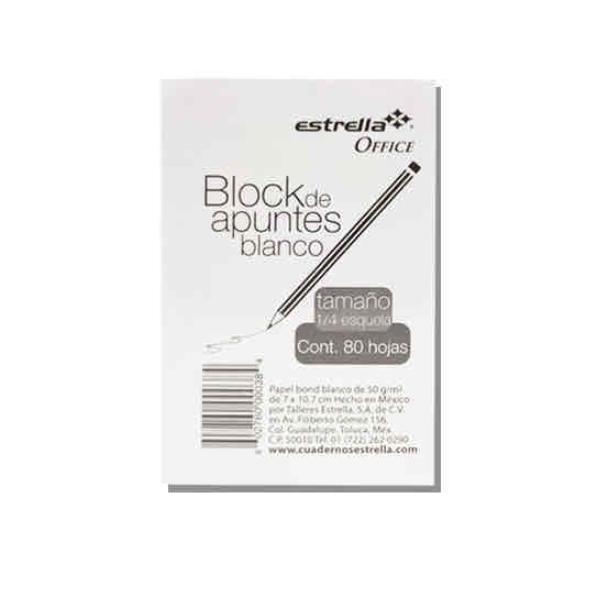 Block De Apuntes 1/4 Estrella Con 80 Hojas