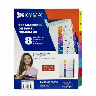 Separadores De Papel Con Ceja De Colores Para Carpeta P/8 Pz