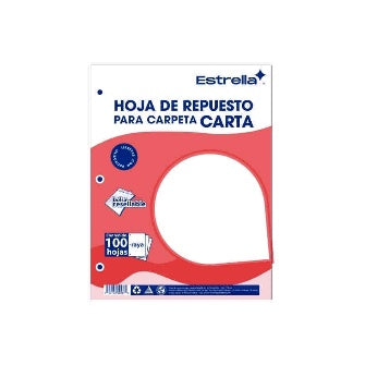 Hojas De Repuesto Para Carpeta Raya Estrella P/100 Hojas
