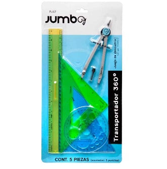 Juego De Geometría C/5 Pz Compás Metálico Y Transportador 360º