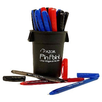 Bolígrafo Azor Colores Surtidos Punto Fino 0.7mm Azul, Negro Y Rojo Bote Con 36 Pz