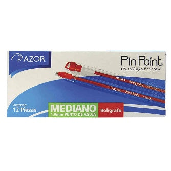 Bolígrafo Azor Punto Medio 1.00 Mm Rojo C/12 Pz