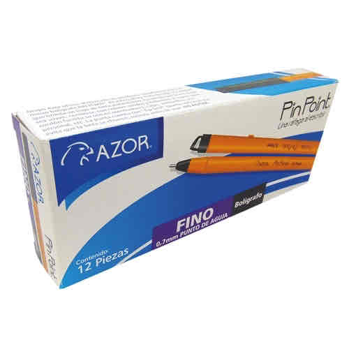 Bolígrafo Azor Punto Fino 0.7 Mm Negro C/12 Pz