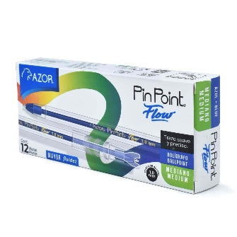 Boligrafo Azor Flow Punto Medio 1.0mm Azul C/12 Pz