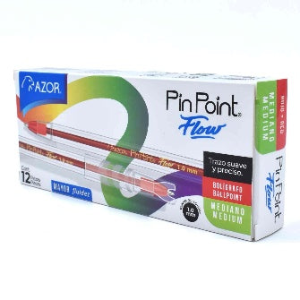 Boligrafo Azor Flow Punto Medio 1.0mm Rojo C/12 Pz