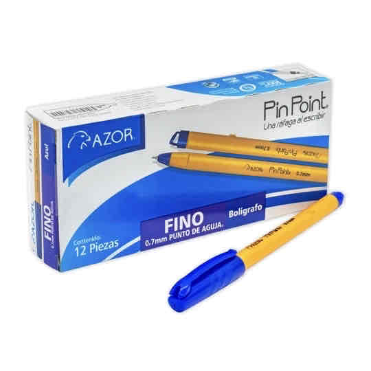 Boligrafo Azor Punto Fino 0.7 Mm Azul C/12 Pz