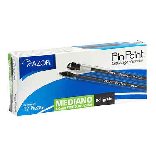 Boligrafo Azor Punto Medio 1.0mm Negro C/12