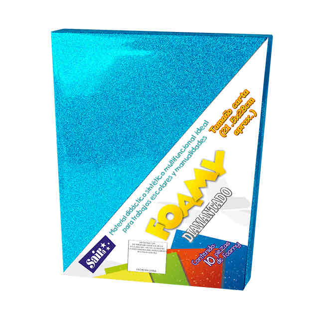 Foamy Diamantado Azul Cielo T. Carta P/10 Pz