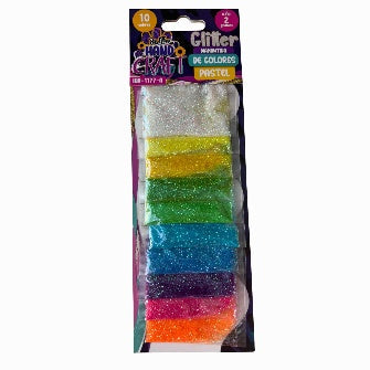 Tira Con Diamantina Colores Pastel De 2 Gr P/10 Pz
