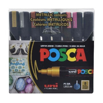 Marcador Posca Colores Con Glitter (Metálicos) P/8 Pz