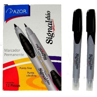 Marcador Permanente Signal Duo Negro C/12