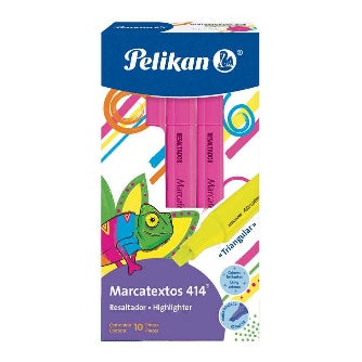 Marcatextos 414 Triangular Color Rosa Neón C/10 Pz