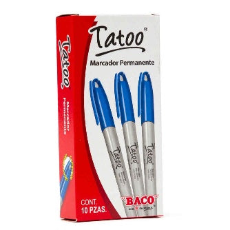 Marcador Permanente Tatoo Azul Baco C/10 Pz