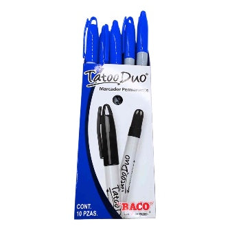 Marcador Permante Tatoo Duo Azul Baco C/10 Pz