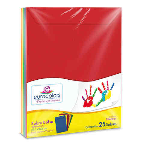 Sobre Bolsa Tamaño Carta Colores Arcoiris P/25 Pz