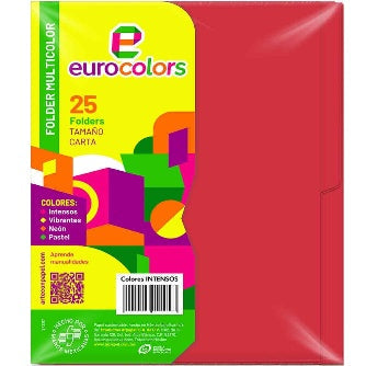 Folder Carta Rojo Intenso Eurocolor P/25 Pz