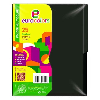 Folder Carta Negro Eurocolor P/25 Pz