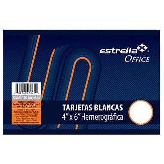 Tarjetas Hemerográficas Blancas 4x6" P/100 Tarjetas