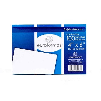 Tarjetas Hemerográficas Blancas Lisas 4x6" P/100 Tarjetas